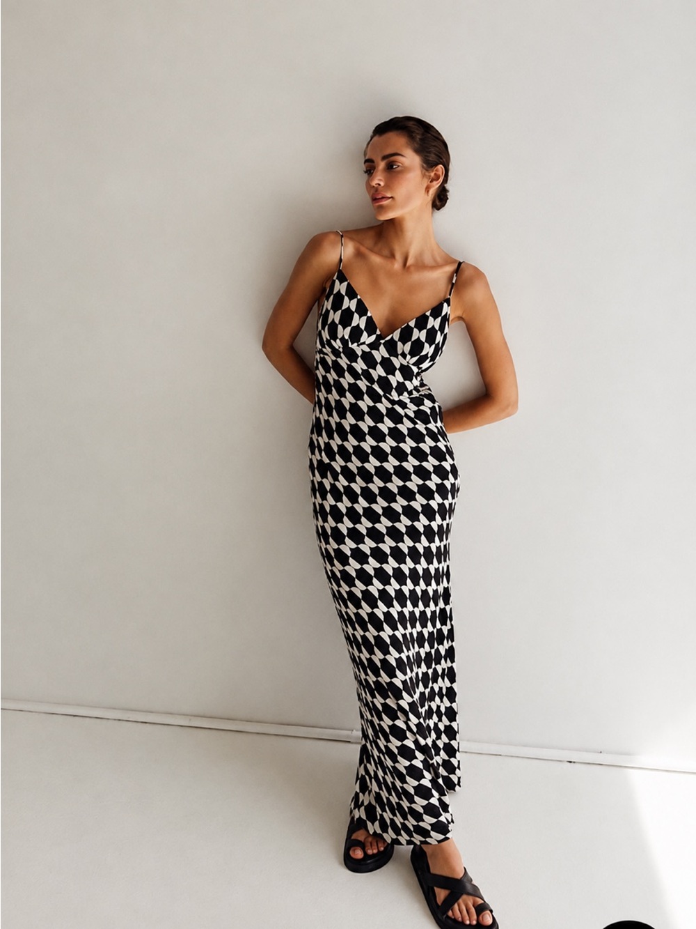 Dissh Hattie Dress Black and Cream Maxi